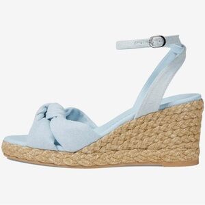 Stuart Weitzman Playa Espadrille Knot Wedge Sandals in Denim Light Blue - NWT